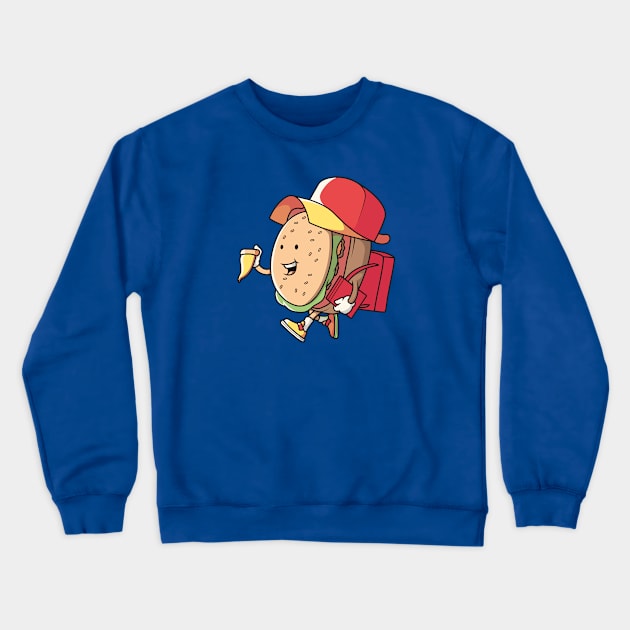 Happy Hamburger Schoolboy Crewneck Sweatshirt by SLAG_Creative